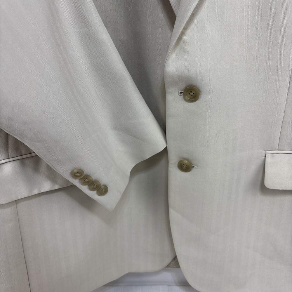 Chaps 48R Mens Cream 2 Button Blazer Sport Coat Jacket Subtle Stripes EUC‎ - Picture 7 of 13